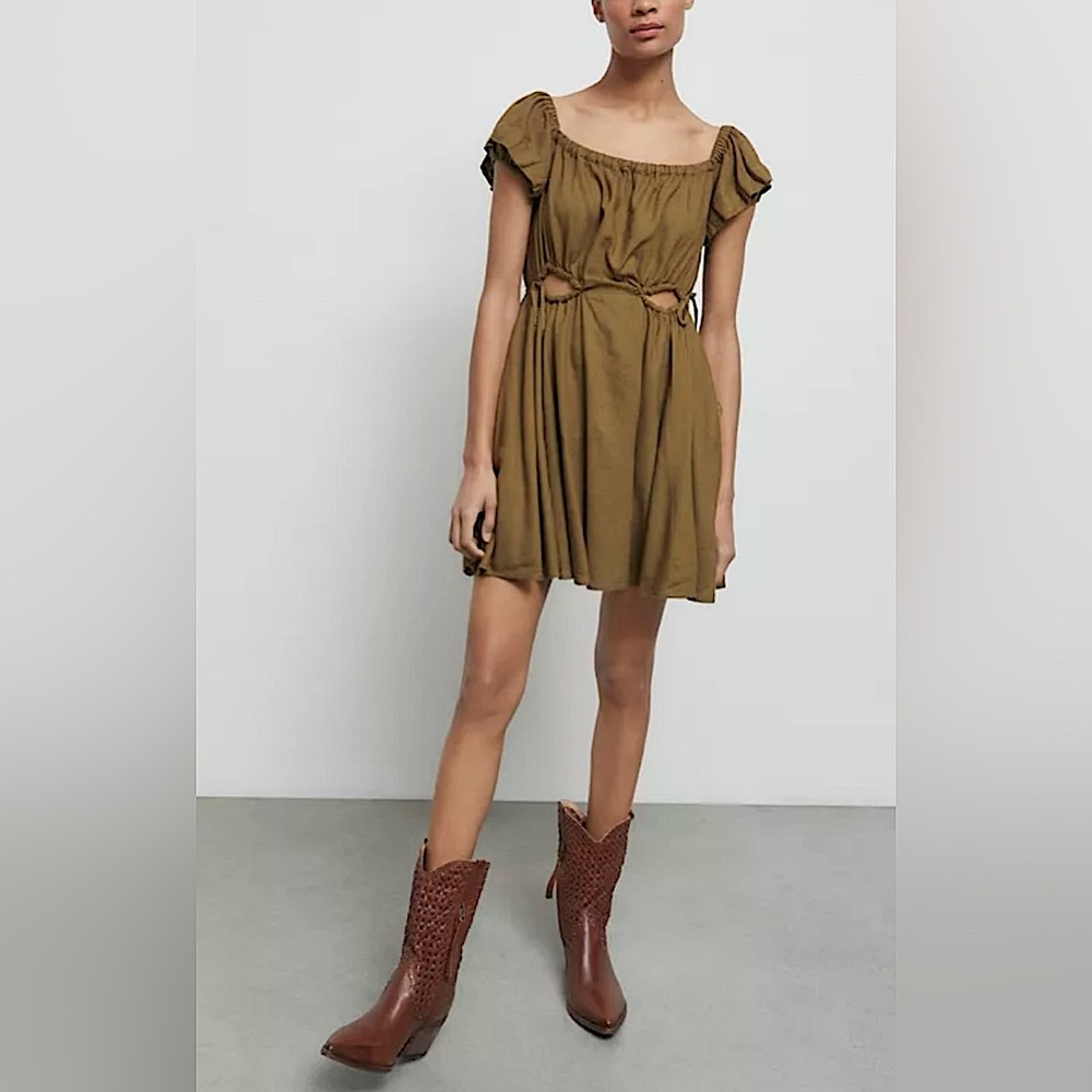Urban Outfitters Peekaboo Linen Frock Dress